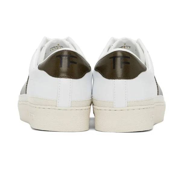Tom Ford Bannister Leather Sneakers White Brown 10 UK 43 EU New Boxed Italy